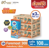 [ส่งฟรี X 3ลัง] โฟร์โมสต์ โอเมก้า369 FOREMOST OMEGA369 รสจืด นมยูเอชที นมกล่องรสจืด ขนาด 180มล. (ยกล