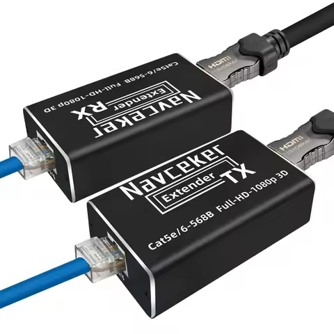 Navceker 60m HDMI Extender POC 1080P 3D HDMI Extender No Loss EDID RJ45 to HDMI Extender Transmitter