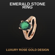 Premium Emerald CZ Ring Rose Gold Adjustable Open Ring Elegant Women Statement Jewellery Gift
