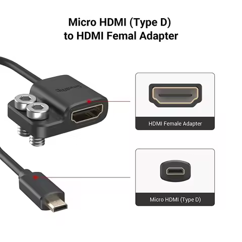 SmallRig Ultra Slim 4K HDMI-compatible A /C /D to A BMPCC 4K e 6K/per Sony A7SIII Panasonic Adapter 