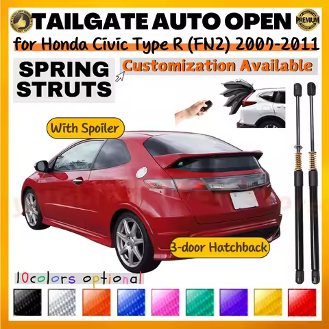 Qty(2) Trunk Struts with Spring for Honda Civic Type R (FN2) 2007-2011 Hatchback With Spoiler Rear T