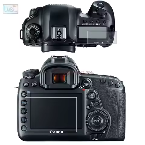Self-adhesive Glass Main LCD + Info Shoulder Top Screen Protector Guard Cover for Canon EOS 5D Mark 