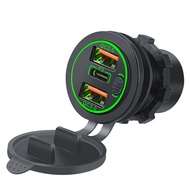 KEBIDU รถ68W USB QC3.0 Type C PD Triple Outlet รถ Quick Charger 12V 24V Fast Charging พร้อมสวิตช์ไฟ