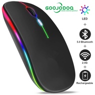 GOOJODOQ Rechargeable Mouse Ultra-thin Silent LED Colorful Backlit Gaming Mouse For Laptop