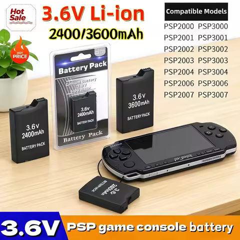 3600mAh 2400mAh High Capacity Lithium Battery Pack Compatible with PSP-2000 PSP-3000 PSP-3004 Consol