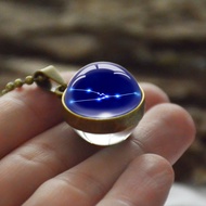 2026 Double Sided Glass Astrology Chart Zodiac Pendant Necklace Ancient Mysteries 12 Constellation N