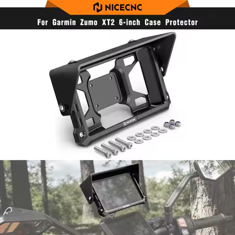 NICECNC Protective Case + Adjustable Sun Visor Kit For Garmin Zumo XT2 6" Devices