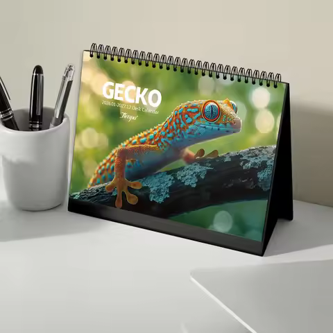 1pc Lizard Theme Calendar 2026-2027, 24-Month Monthly Planner, Desktop Calendar, Perfect Gift for Bi