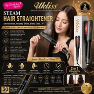 UKLISS Steam Hair Straightener Ceramic Plate Thermal Curling Blowout Brush 5in1 Hair Dryer Brush