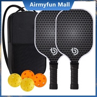 Portable Carbon fiber Pickleball Rackets Set Pickleball Paddle Set of 2 Rackets and 4 Pickleballs