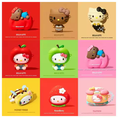 Cute 3D Cartoon Hello Kitty Silicone Earphone Case For AirPods 1 2 3 4 Pro Pro 2 Pro 3 Accessories H