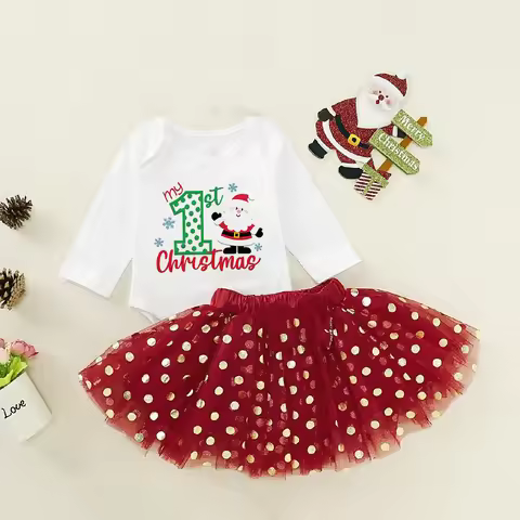 First Christmas Outfit for Girls Baby 1st Christmas Tutu Dress Set Holiday Outfit My 1st Xmas Reinde