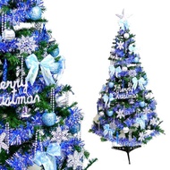 [特價]摩達客 超級幸福15尺一般型綠聖誕樹+藍銀色系配件組(不含燈)