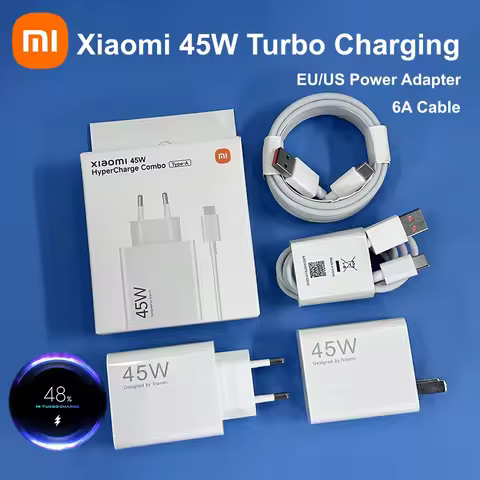 Original 45W Xiaomi Charger Turbo Charging Adapter EU US USB Type C Cable For Xiaomi Pad 7 Redmi Not