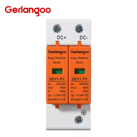 Gerlangoo SPD 2P DC 500V 600V 800V 1000V 10KA~20KA 20KA~40KA Surge Protective Device Low-voltage Arr