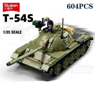 604PCS 1/35 Scale T-54 Medium Tank Building Blocks Military Armored Vehicle Model Bricks Desktop Orn