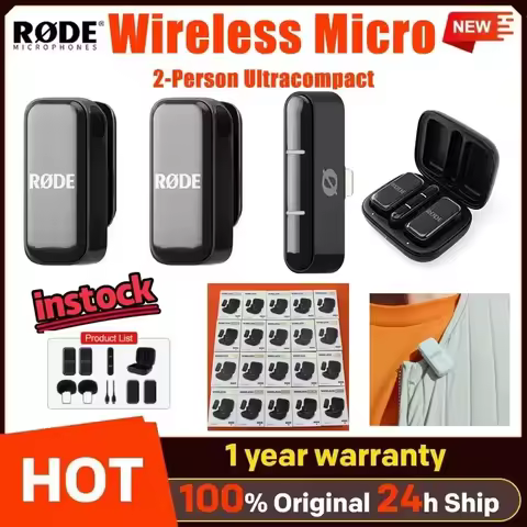 RODE Micro Wireless 2-Person Ultracompact Wireless Microphone System with USB-C Connector (2.4 GHz, 