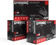 GLOVEWORKS Black Disposable Nitrile Industrial Gloves, 5 Mil, Latex &amp; Powder-Free, Food-Safe, Textured, 5 Boxes of 100