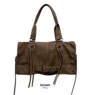 Vintage Buckle Lace-up Shoulder Bag / Grunge Hobo Bag.