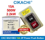 CKC Cikachi 3 Pole Power Control Push Button Switch with Iron Box (BS200B3 10A / BS215B3 15A)