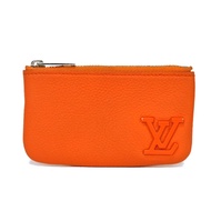 LOUIS VUITTONLouis Vuitton 卡包鑰匙包 Pochette Cle LV Logo LV Signature Grained Calf Orange Keyring Silve