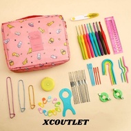 59PCS Set Crochet Kit DIY Embroidery Cross-stitch Knitting Sewing Tools Soft Grip Wool Bags Beginner