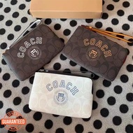 FY6 Coach CB855 CC474 CC434 Corner Zip Wristlet Varsity Motif Women Short Coin Purse Wallet Dompet Wanita 855