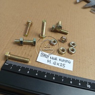 10 YELLOW NUT KEY BOLT M6 X 25 LENGTH 2.5CM 2.5 CM 25MM 25 MM BMK M6X25 BOLT 6X25 6 X 25 KEY 10 PITC