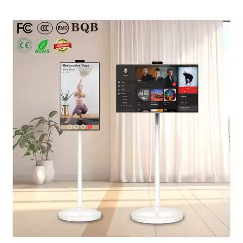 32 Inch Follow by Me Movable Touch Screen Monitor Floor Standing Android Wireless Portable Smart Tv 