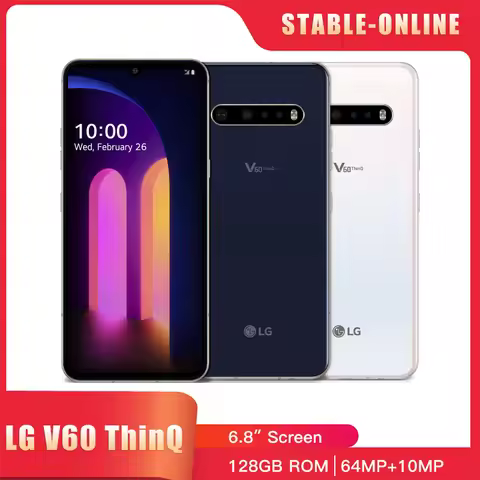 Original LG V60 ThinQ SmartPhone V600VM V600AM V600TM 8GB+128GB/256GB NFC 64MP+13MP+10MP Snapdragon 