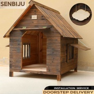 SENBIJU Dog House Outdoor Solid Wood Dog House Outdoor Waterproof Dog House Winter Outdoor Dog Cage 