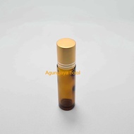 Roll On 10 Ml Amber Original Matte Gold Stainless Cap / Glass Bottle / Perfume Bottle / Wind Oil Bot