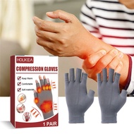 1Pair Compression Gloves Support Brace Nylon Open-Finger Arthritis Gloves for Relieve Arthritis Rheu