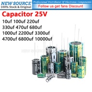[1-100pcs] 25V 100uf  Electrolytic Capacitor 10uf 220uf 330uf 470uf 680uf 1000uf 2200uf 3300uf 4700u