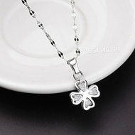 4-leaf clover tamarind leaf stainless steel women's necklace