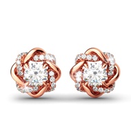 Jeulia Flower Rose Gold Plated Earrings 925 Sterling Silver Cushion Cut Cubic Zirconia Stud Earrings