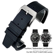 Natural Rubber Silicone Strap for IWC PILOT'S Watch IW323101Vintage PORTUGIESER 22mm Black Blue Watchband Free Tools