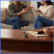 Owl Statue Vintage Brass Bird Sculpture 1.89 Inches Owl Figurines for Living Room Study Room Shelf T