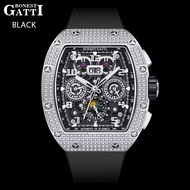BONEST GATTI 224 Zricon Bezel Tonneau shaped Skeleton Sapphire Crystal Watch BG5004