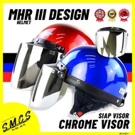 Motorcycle  ✪MHR III Siap Chrome Visor BRV LOGO TOPI KELEDAR MHR Steng Kura Kura Half Cut Helmet MHR III 1SET✫