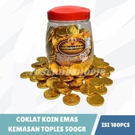Chocolate Gold Coin Shape (Chocolate Coin) 500gr / Chocolate Gold Coin Jar Packaging