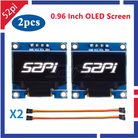 52Pi 0.96 Inch OLED Screen Module 128*64 IIC SSD 1306 for Raspberry Pi 4 / Beaglebone Black / C51 Se