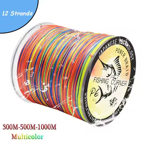 12 Strands Braided Fishing Line 300mm 500m PE Multifilament Multicolor Line Super Strong Japan Fish 