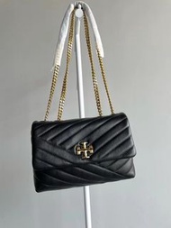 Tory Burch 菱格羊皮小香風百搭翻蓋單肩斜挎鏈條包小號