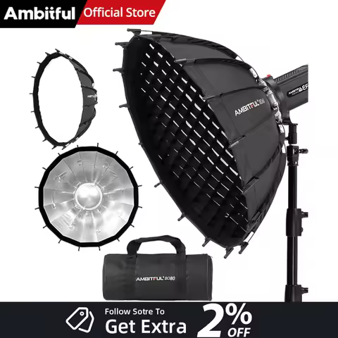 Ambitful 60/80cm 23.6'' Studio Silver Wide Angle Beauty Dish Honeycomb Grid Bowens Mount for Godox S