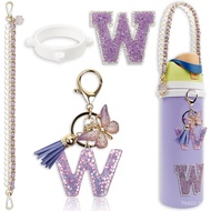 Owala Water Bottle Accessories 24 Ounce 32 Ounce 40 Ounce，Cute Initial Pendant and Handle Strap，Comp