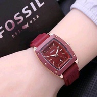 Jam Tangan wanita Fossil Strap Karet Anti Air Tanggal Aktif Free Box Dan Baterai Cadangan