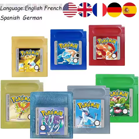 HOT USA ESP FRA GBC pokémon Cartridge Bundle Red/Blue/Crystal/Gold/Silver/Yellow/Green Multilingual 