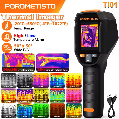TI01 Infrared Thermal Imager -20~550 ℃ Rechargeable Handheld Thermal Laser Imaging Camera 240x240 Wa