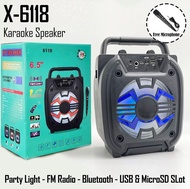 SPEAKER 6118 6.5 MUSIK KARAOKE BLUETOOTH MIC XTM 6118 WIRELESS SUPER BASS